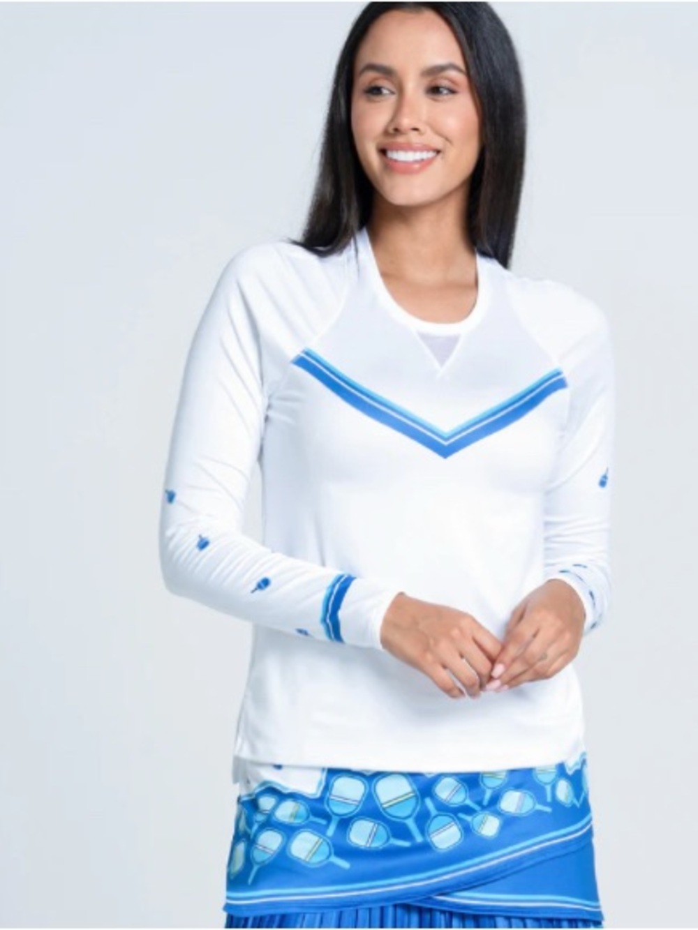 NWOT Lucky in Love Electrify performance top front chevron #pickleball Size S